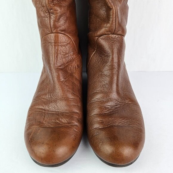 Nordstrom BP Runway Cognac (Brown) Leather Hidden Wedge Knee High Boot 9.5 - Picture 4 of 13